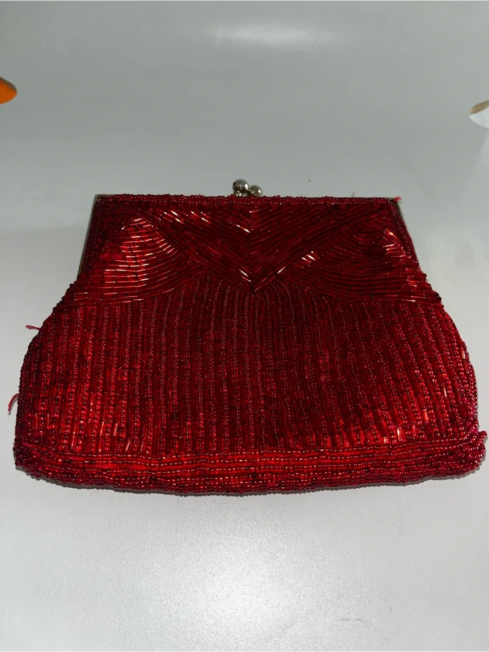 Vintage Magic Red Beaded Evening Clutch